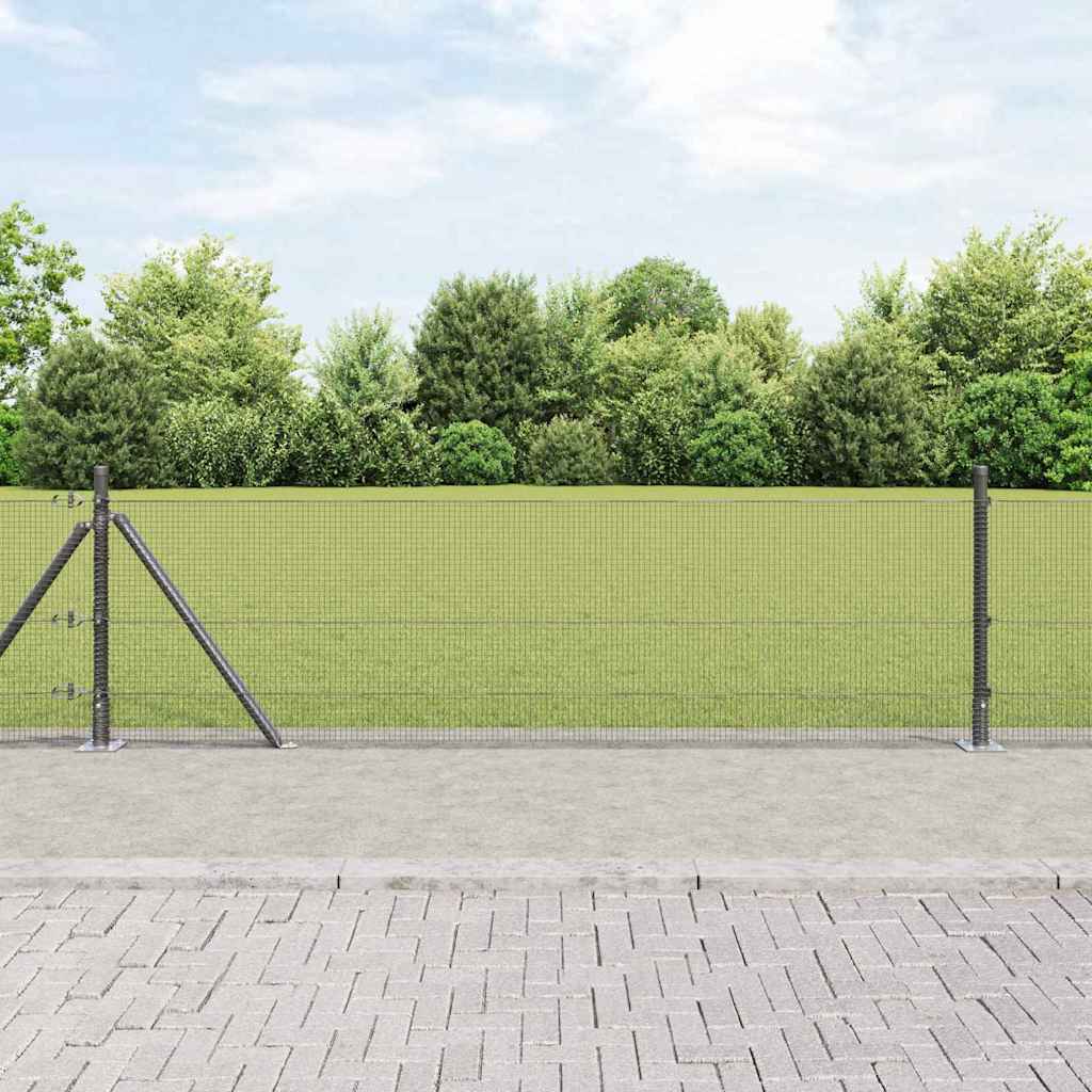 vidaXL Welded Wire Fence with Concrete Base 10 x 0.4 m Grey Mesh 1