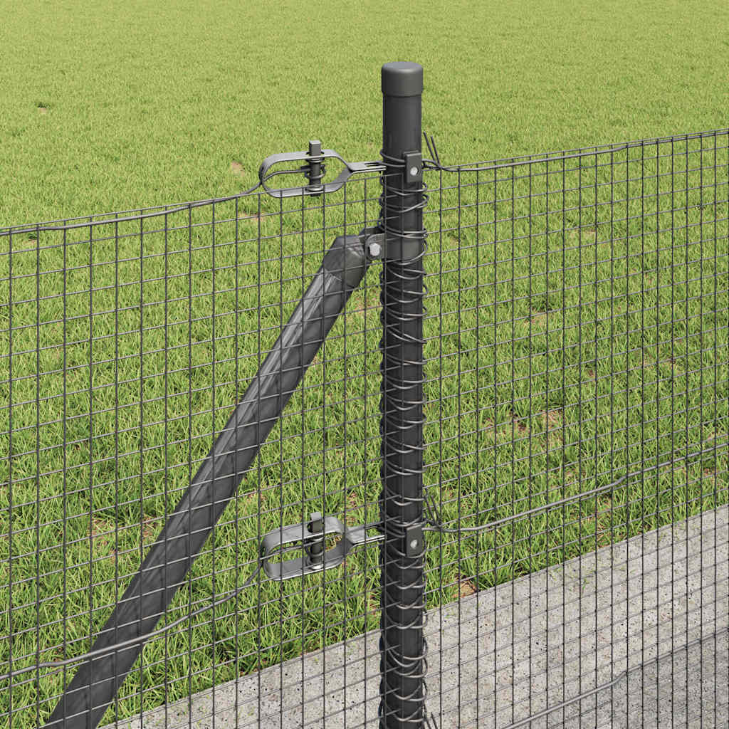 vidaXL Welded Wire Fence with Concrete Base 10 x 0.6 m Grey Mesh 5