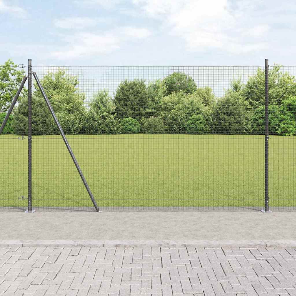 Welded Wire Fence with Concrete Base 50 x 0.4 m Grey mesh Size 16 x 16 mm mesh 1.4 m