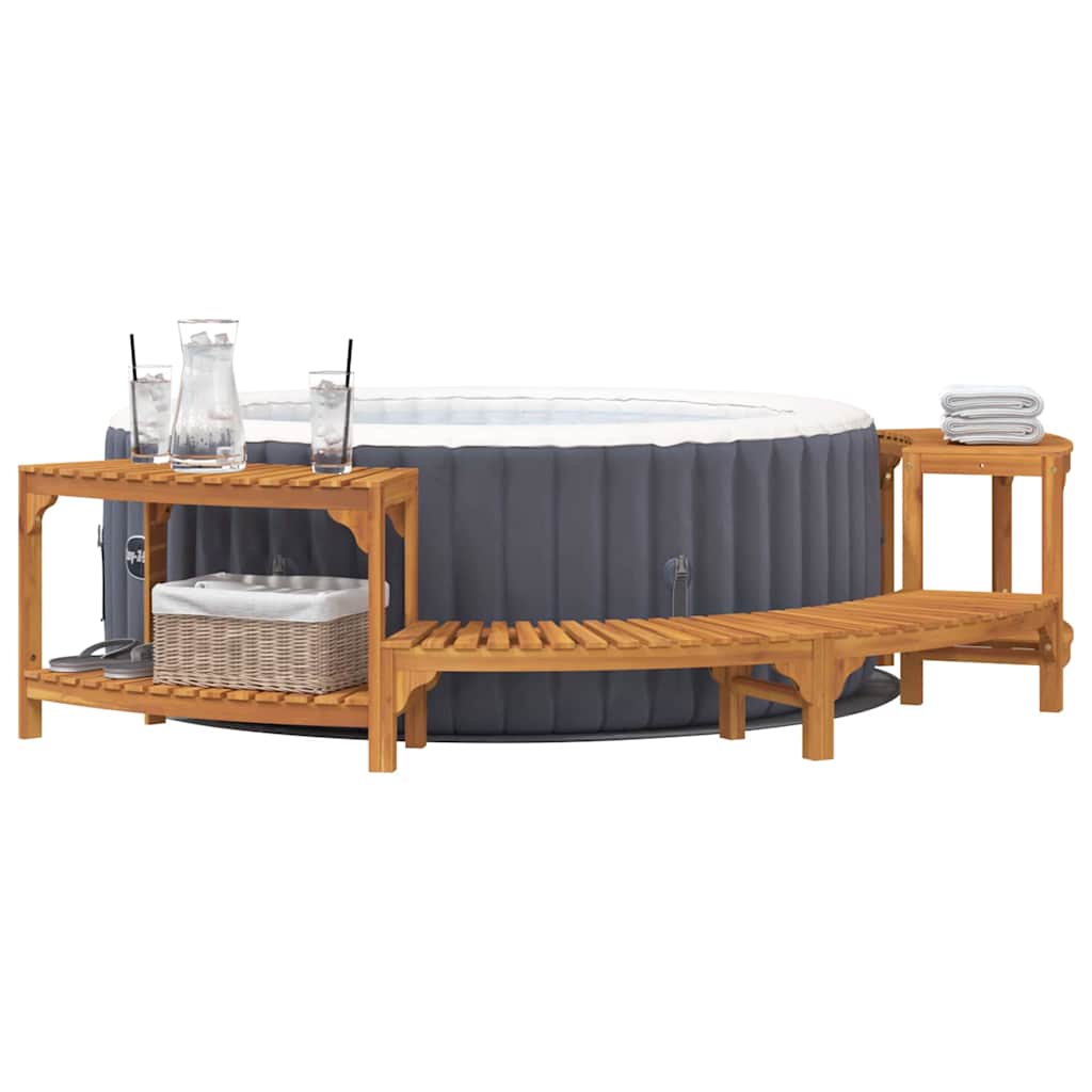 Hot Tub Surround Half-Round Solid Acacia Wood Brown 252 cm 112 cm
