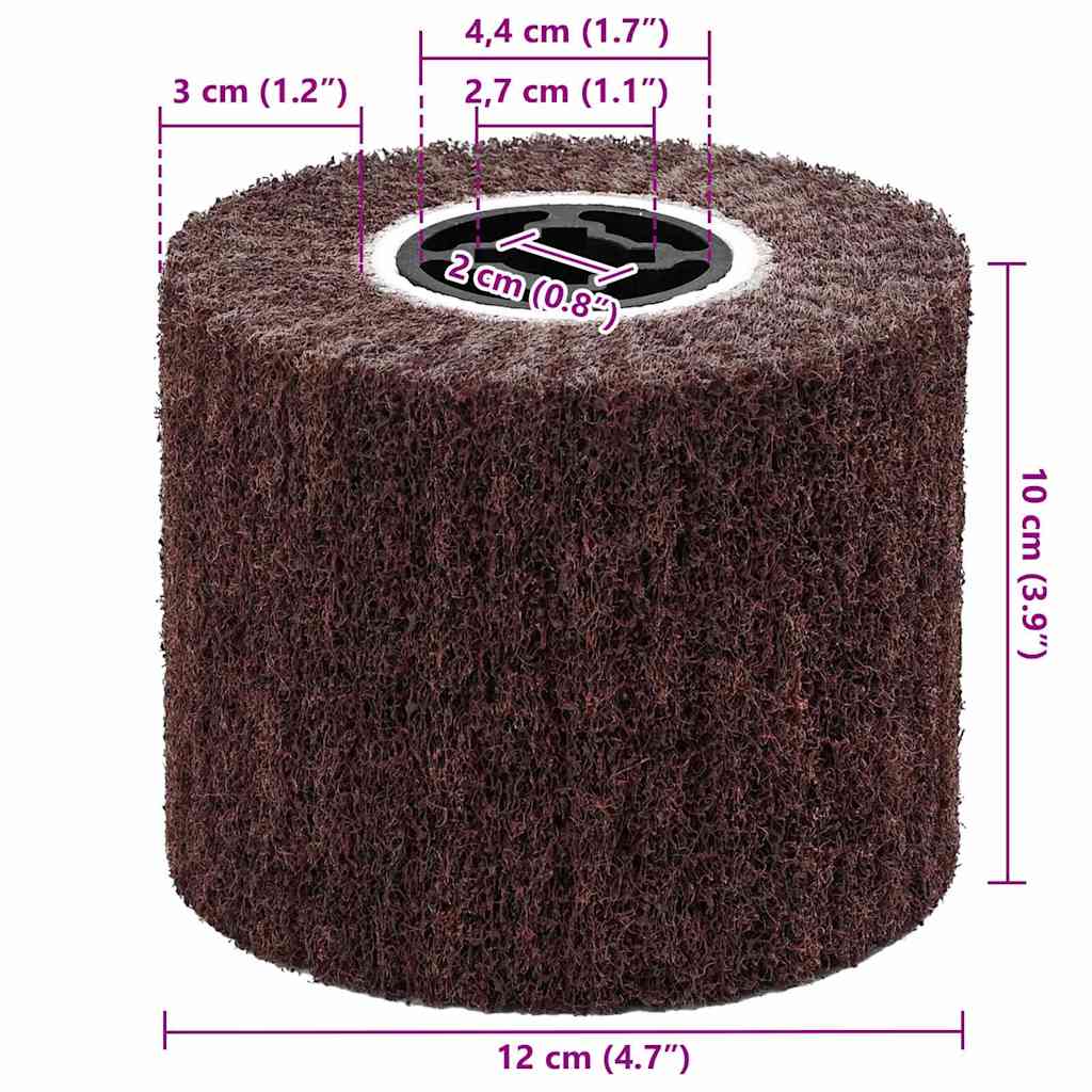 vidaXL Sanding Rollers 3 pcs Brown 12 x 12 x 10 cm Synthetic Fibre 6
