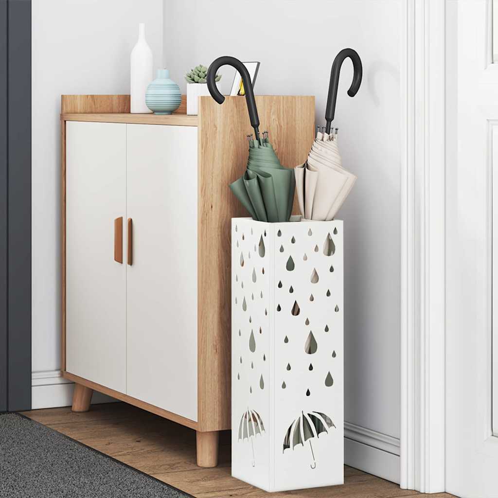 vidaXL Rain Umbrella Stand White 15.5 x 15.5 x 49 cm Steel 3