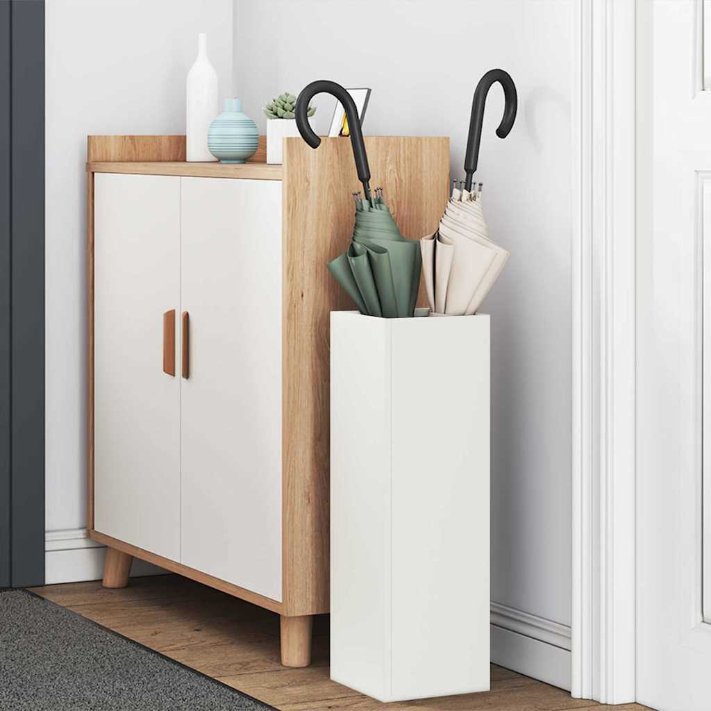 vidaXL Rain Umbrella Stand White 15.5 x 15.5 x 49 cm Steel 3