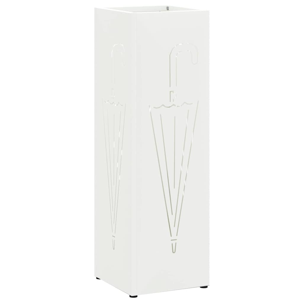 vidaXL Rain Umbrella Stand White 15.5 x 15.5 x 49 cm Steel 2