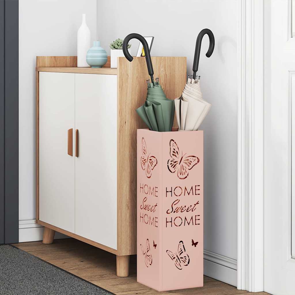 vidaXL Rain Umbrella Stand with Storage Pink 15.5 x 15.5 x 49 cm Steel 3