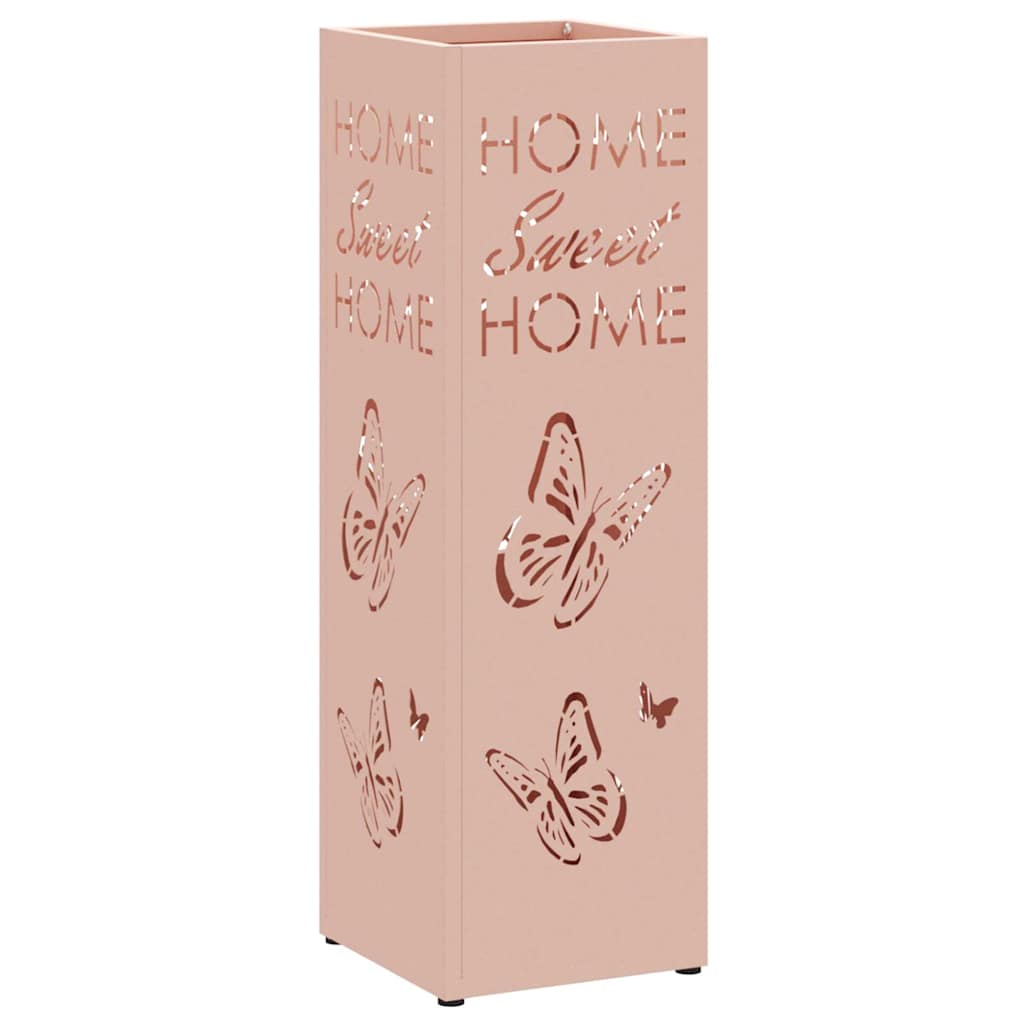 vidaXL Rain Umbrella Stand with Storage Pink 15.5 x 15.5 x 49 cm Steel 2