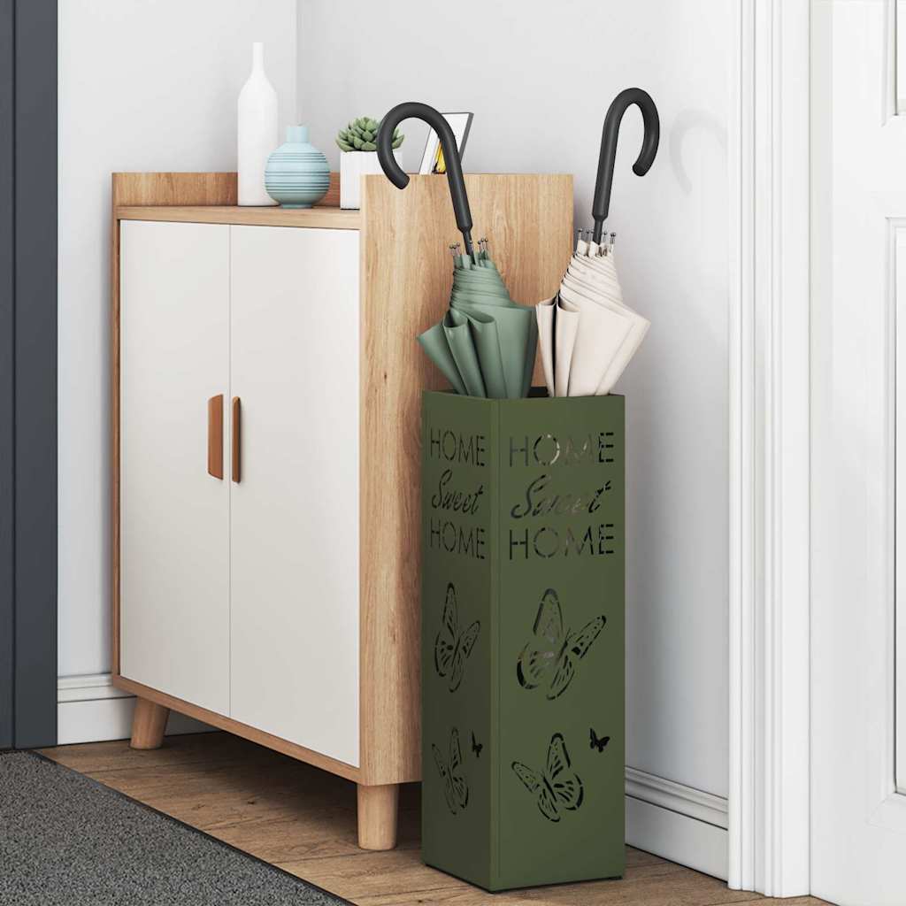 vidaXL Rain Umbrella Stand Olive 15.5 x 15.5 x 49 cm Steel 3
