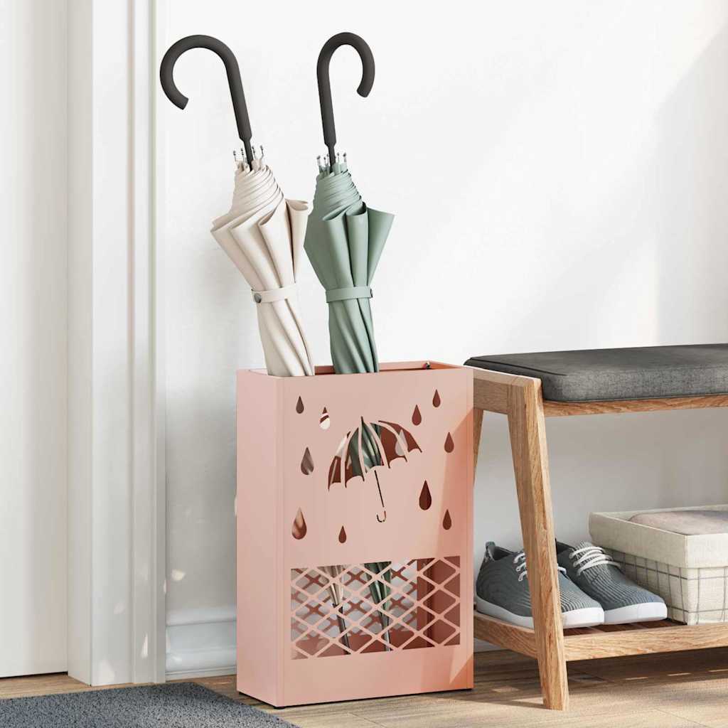 vidaXL Rain Umbrella Stand Pink 28 x 12 x 41 cm Steel 1