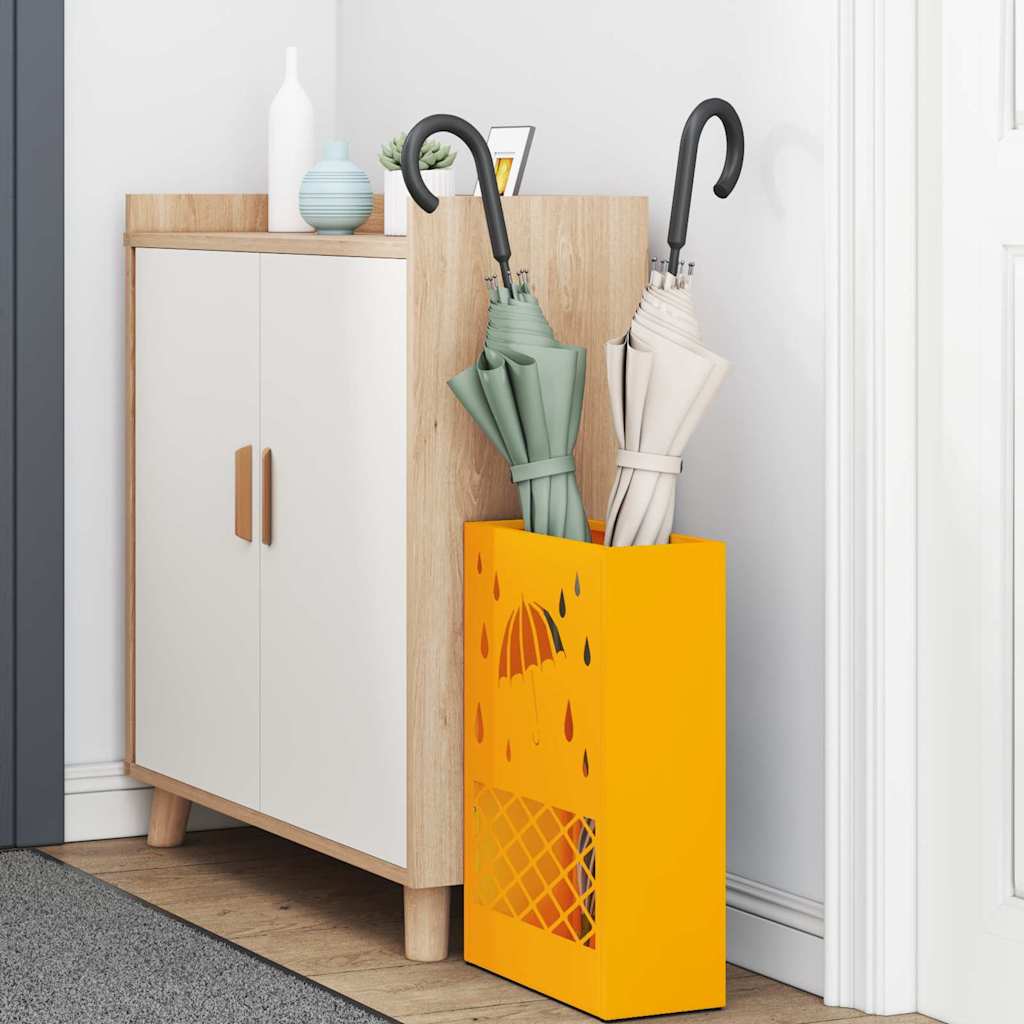 vidaXL Rain Umbrella Stand Mustard Yellow 28 x 12 x 41 cm Steel 3