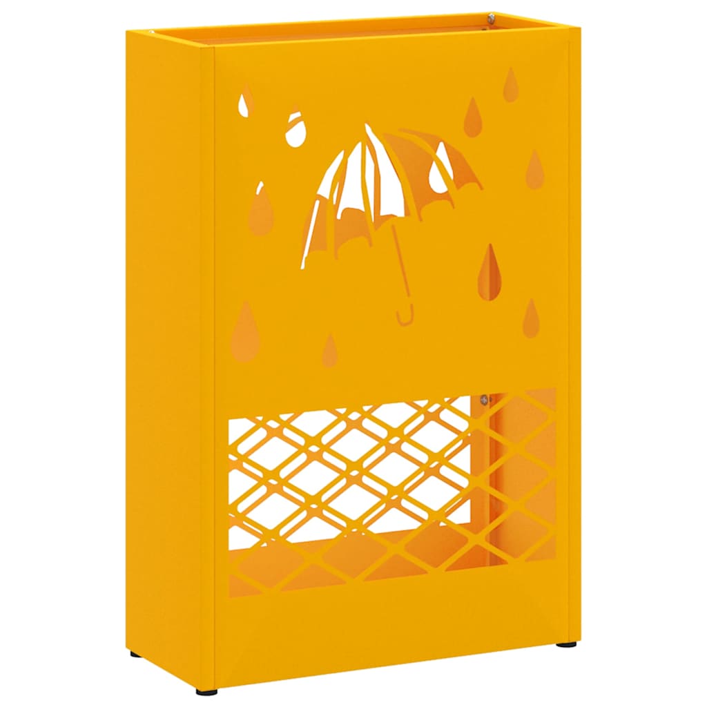 vidaXL Rain Umbrella Stand Mustard Yellow 28 x 12 x 41 cm Steel 2