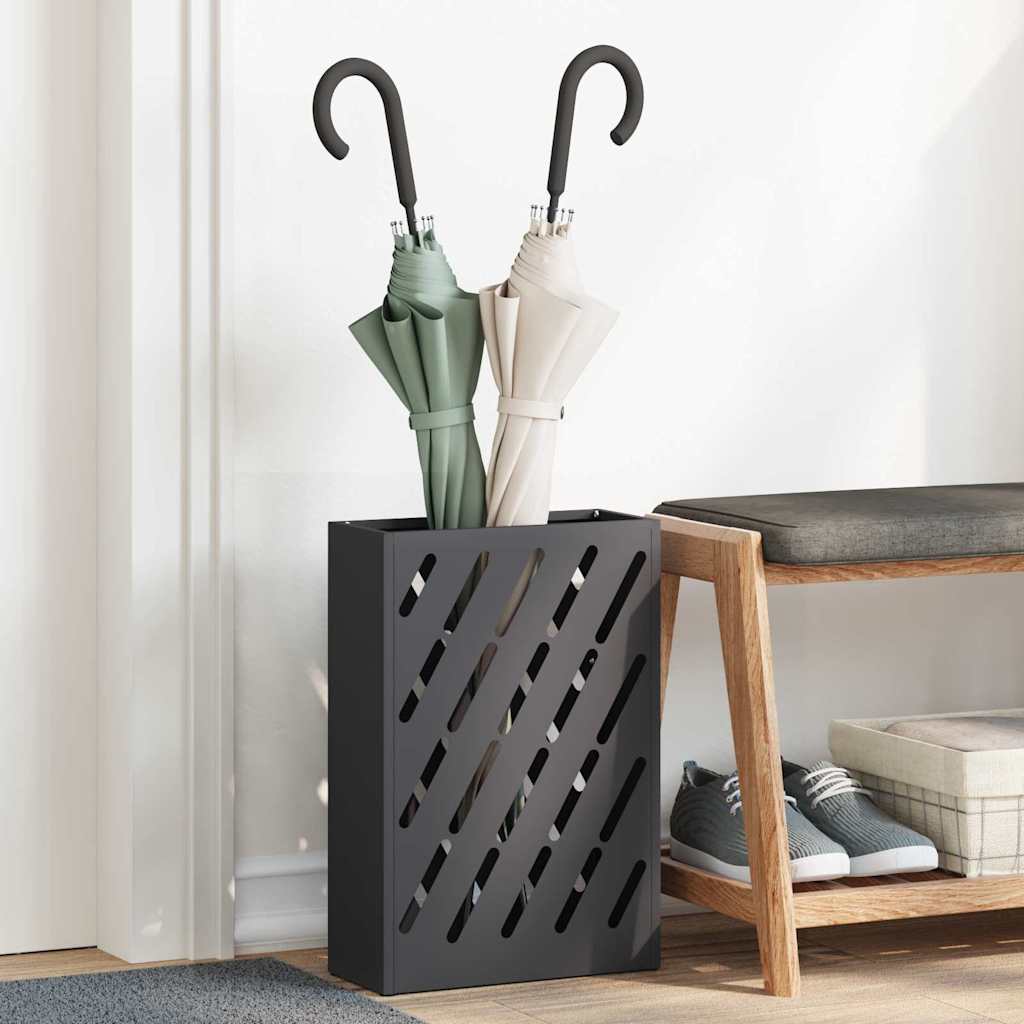 vidaXL Rain Umbrella Stand Black 28 x 12 x 41 cm Steel 1