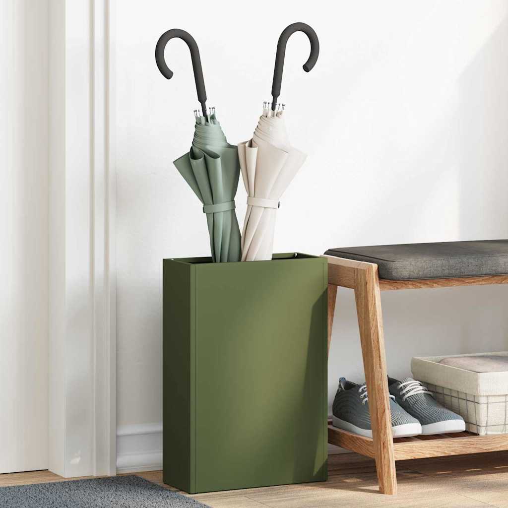 vidaXL Rain Umbrella Stand Olive Green 28 x 12 x 41 cm Steel 1