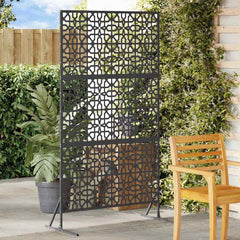 Privacy Screen 100 x 50 x 180 cm Steel Black Floral grid