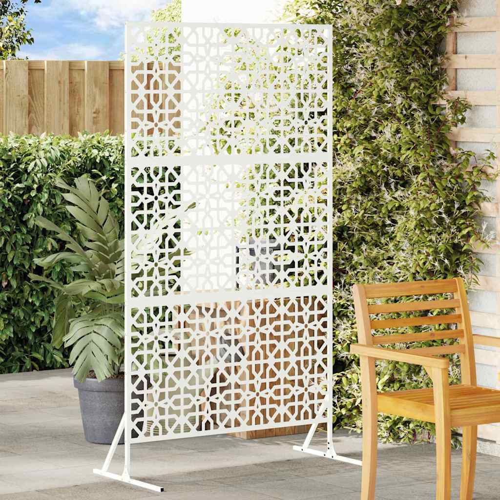 Privacy Screen 100 x 50 x 180 cm Steel White Floral grid
