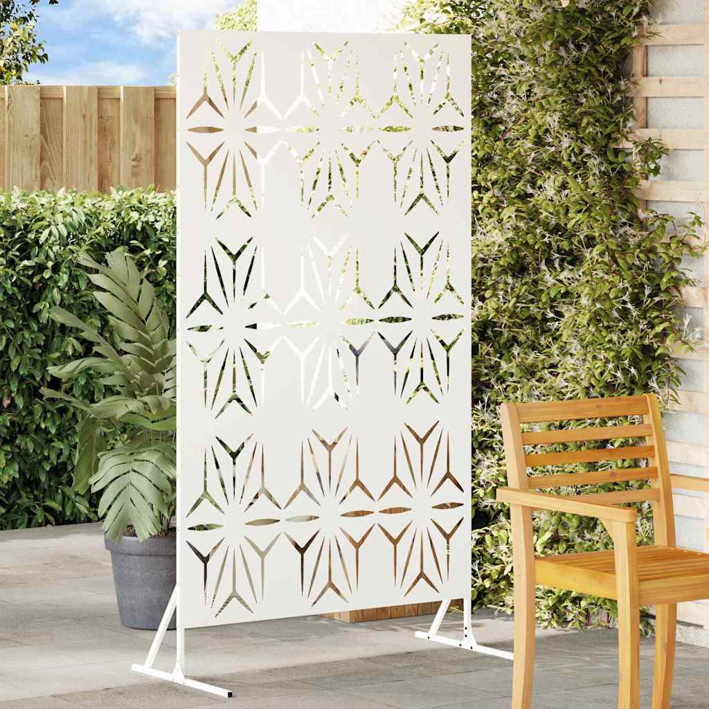 Privacy Screen 100 x 50 x 180 cm Steel White Petal pattern