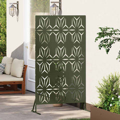 Privacy Screen 100 x 50 x 180 cm Steel Olive Green Petal pattern