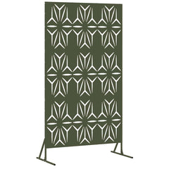 Privacy Screen 100 x 50 x 180 cm Steel Olive Green Petal pattern