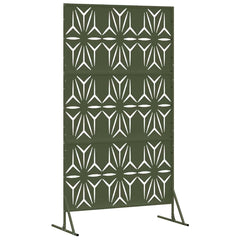 Privacy Screen 100 x 50 x 180 cm Steel Olive Green Petal pattern