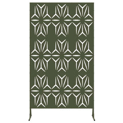 Privacy Screen 100 x 50 x 180 cm Steel Olive Green Petal pattern