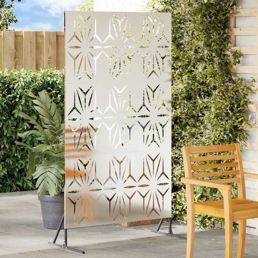 Privacy Screen 100 x 50 x 180 cm Silver Stainless Steel Petal pattern