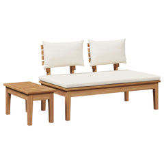 Garden Bench and Table Set 2 pcs Cream and Brown Cream white Middle bench +table