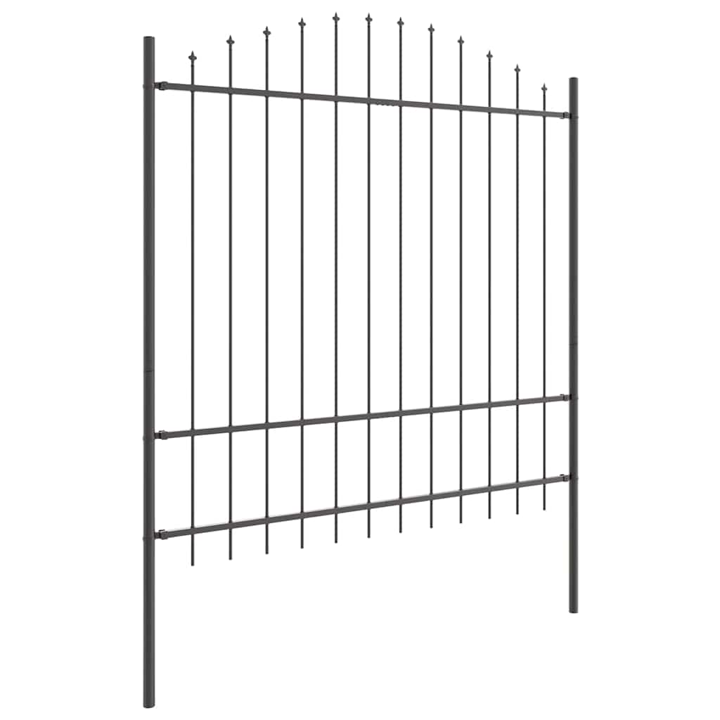 Garden Fence WOERDEN 170 x 215 cm Powder-Coated Steel Grey Height 150-175 cm 170 cm