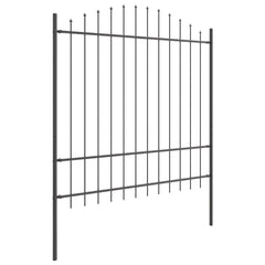 Garden Fence WOERDEN 170 x 215 cm Powder-Coated Steel Grey Height 150-175 cm 170 cm