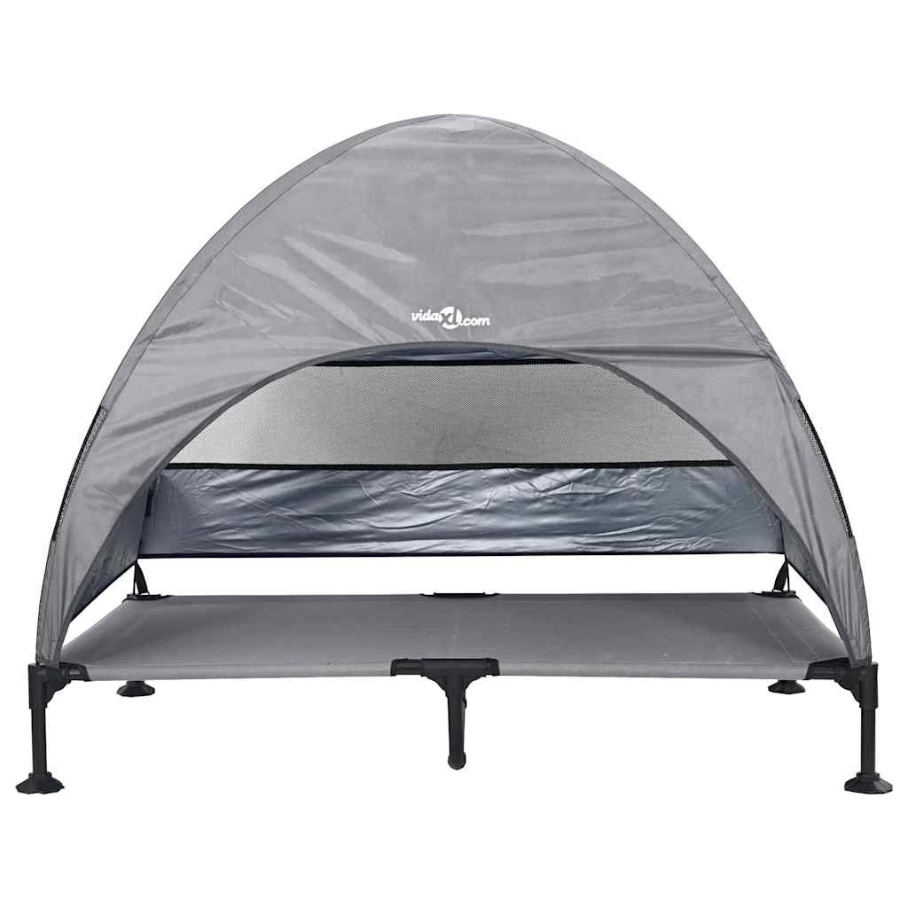 vidaXL Raised Dog Bed 127 x 81 x 108 cm Fabric and Steel Light Grey 4