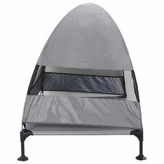 vidaXL Raised Dog Bed 127 x 81 x 108 cm Fabric and Steel Light Grey 5