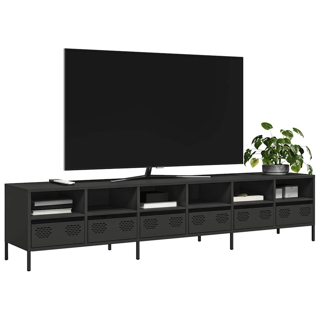 TV Cabinet 202x39x43.5 cm Cold-rolled Steel Black