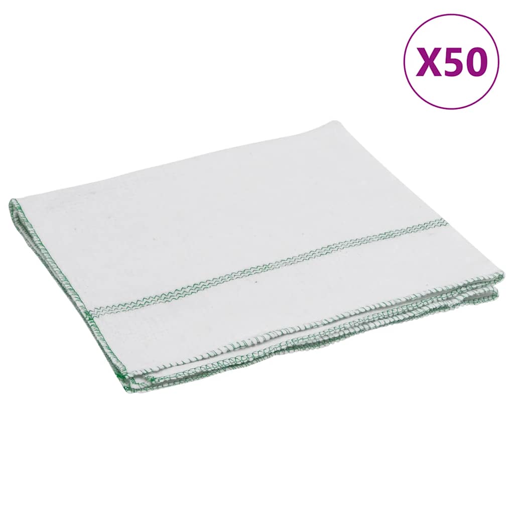 vidaXL Cleaning Cloths 50 pcs White with Green Stripes 50x60 cm 2