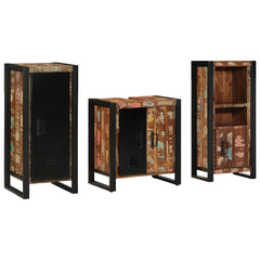 Bathroom Furniture Set 3 pcs Brown and Black Solid reclaimed wood
