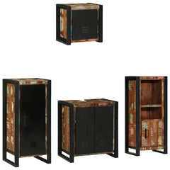 vidaXL Bathroom Furniture Set 4 pcs Multicolour and Black 2