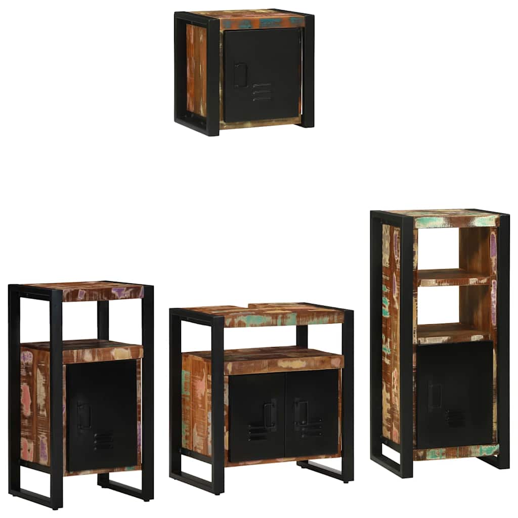 vidaXL Bathroom Furniture Set 4 pcs Multicolour and Black 1