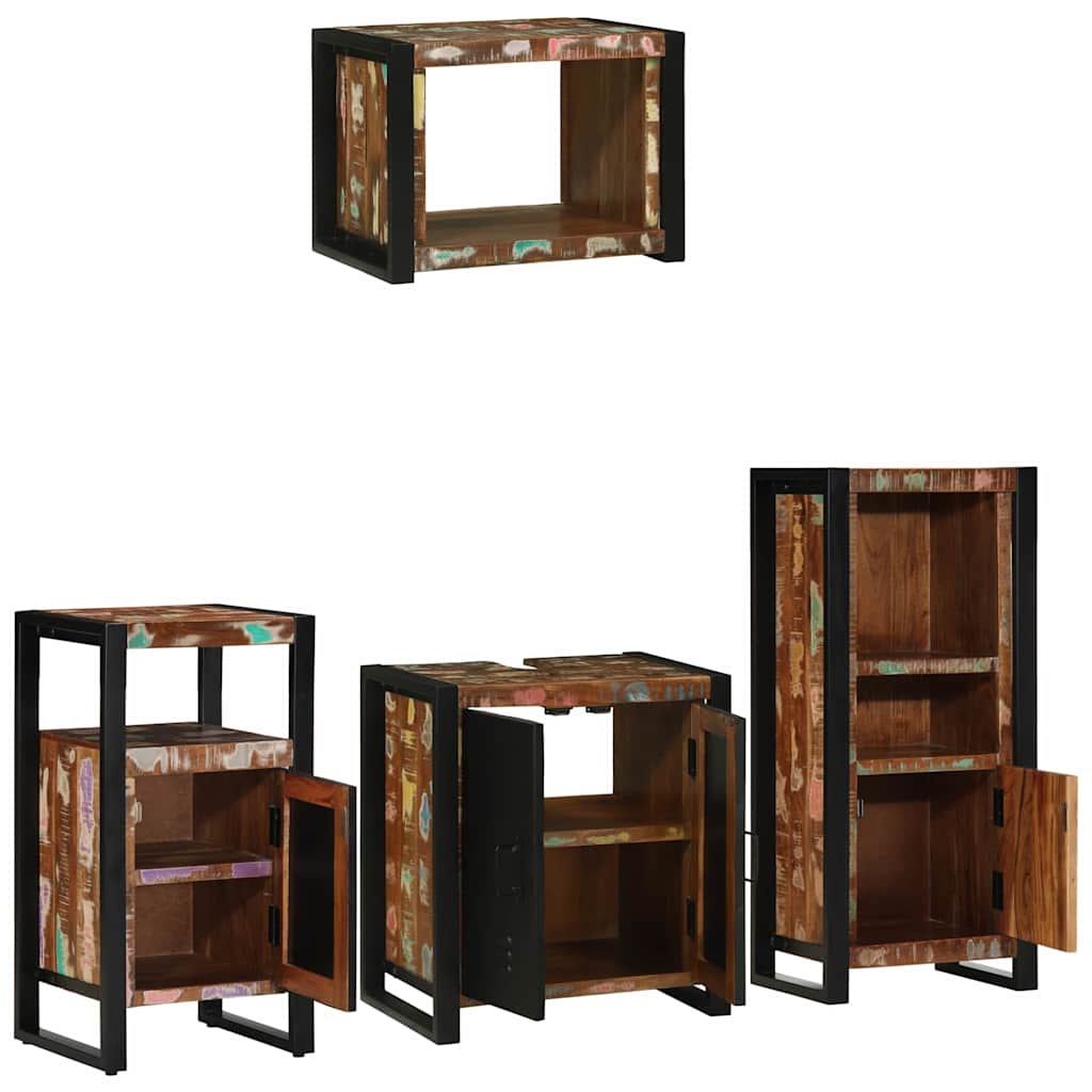 vidaXL Bathroom Furniture Set 4 pcs Multicolour and Black 3