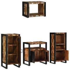 Bathroom Furniture Set 4 pcs Brown and Black Solid reclaimed wood