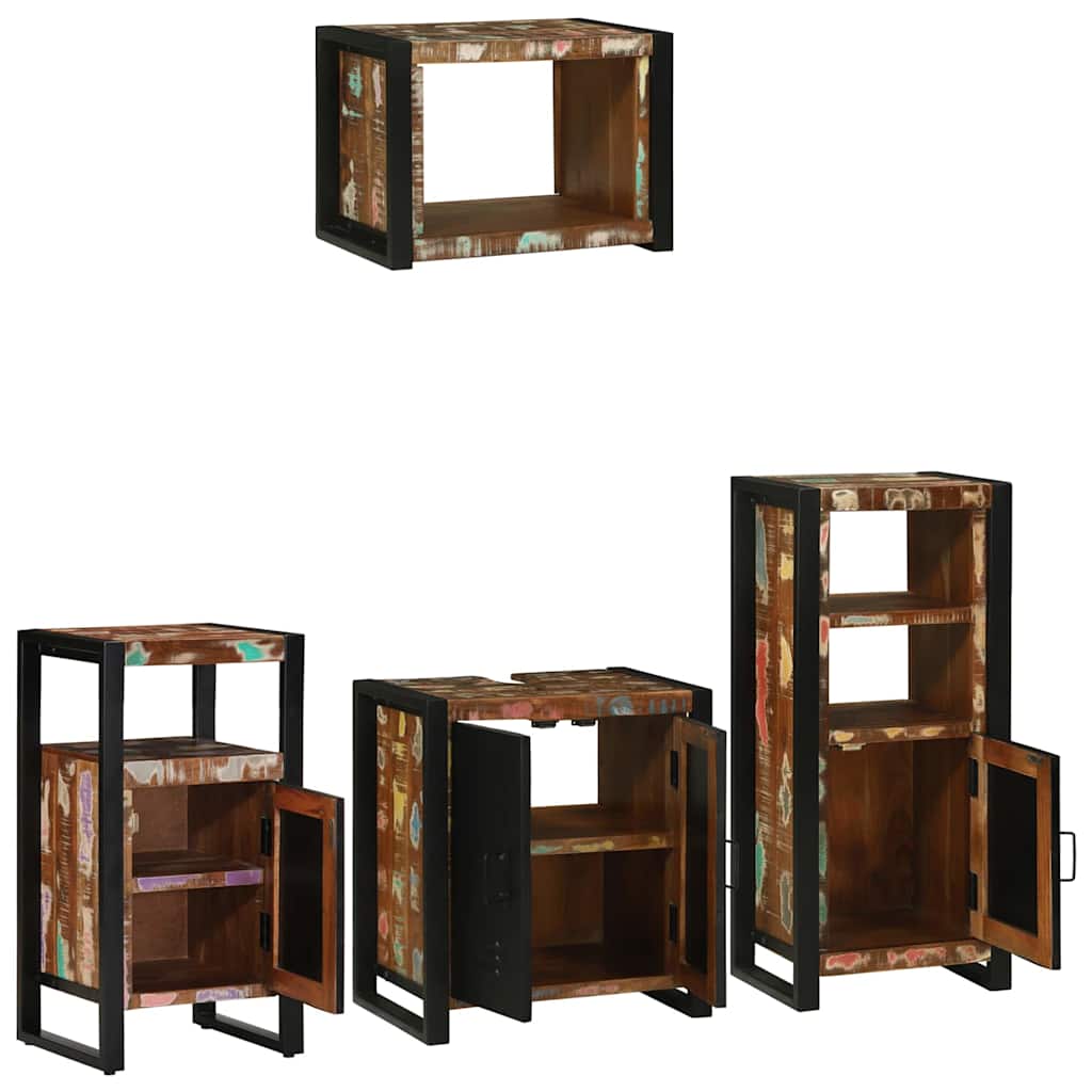 vidaXL Bathroom Furniture Set 4 pcs Multicolour and Black 4