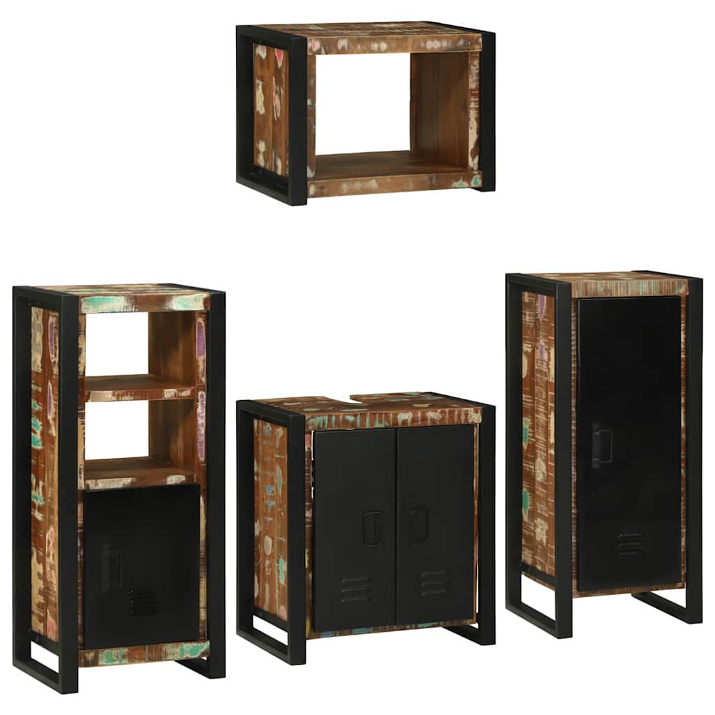 vidaXL Bathroom Furniture Set 4 pcs Multicolour Solid Reclaimed Wood 2