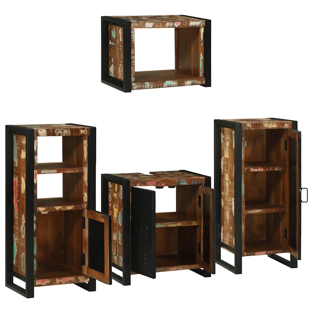 vidaXL Bathroom Furniture Set 4 pcs Multicolour Solid Reclaimed Wood 4