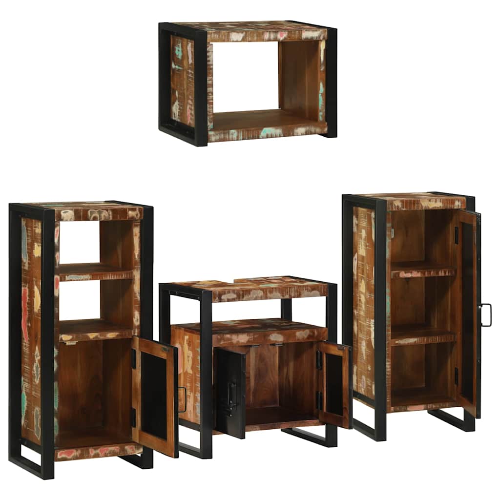 vidaXL Bathroom Furniture Set 4 pcs Multicolour Solid Reclaimed Wood 4