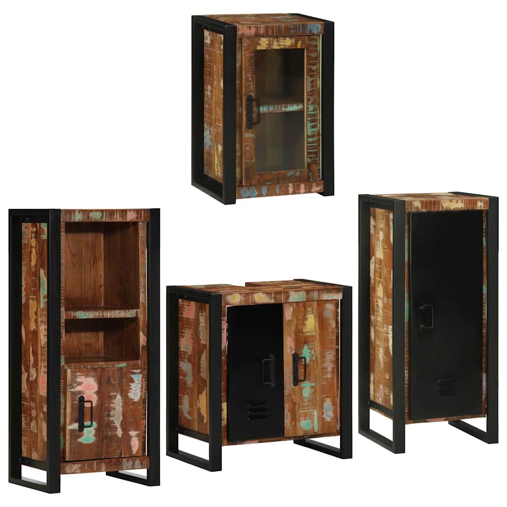 Bathroom Furniture Set 4 pcs Multicolour Solid reclaimed wood