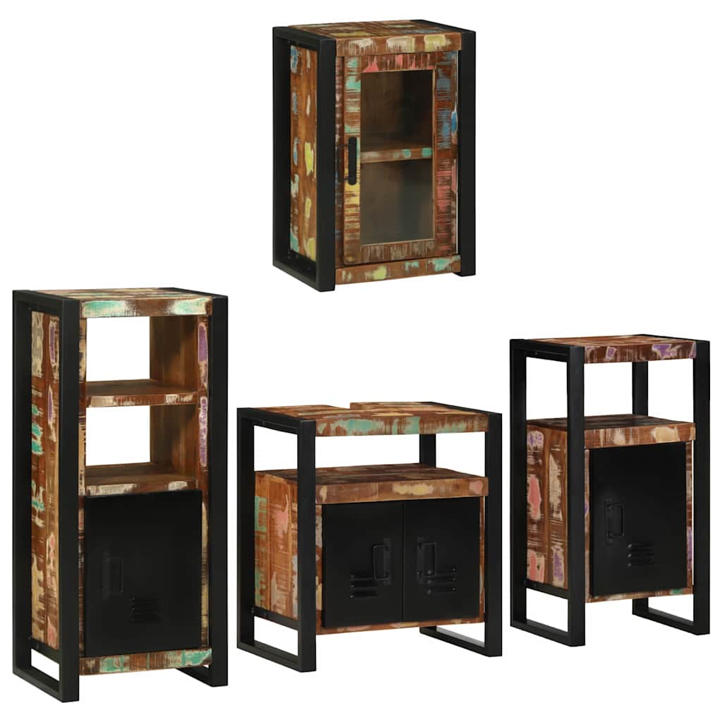 vidaXL Bathroom Furniture Set 4 pcs Multicolour Solid Reclaimed Wood 2