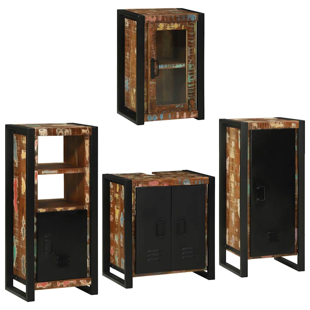 vidaXL Bathroom Furniture Set 4 pcs Multicolour Solid Reclaimed Wood 1