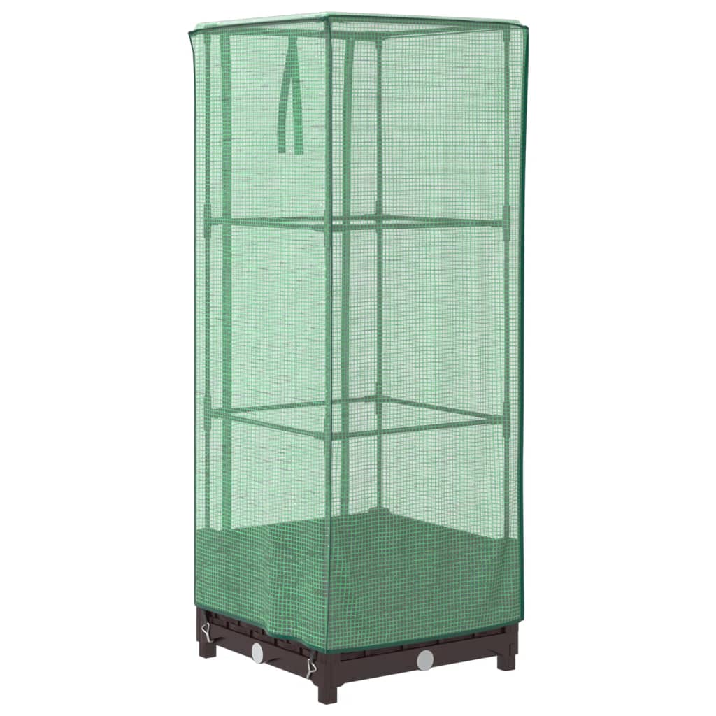 vidaXL Raised Bed with Greenhouse Cover Rattan Look 40x40x123 cm 2