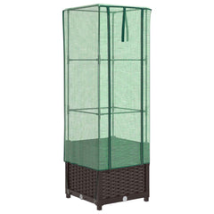 vidaXL Raised Bed with Greenhouse Cover Rattan Look 40x40x139 cm 2