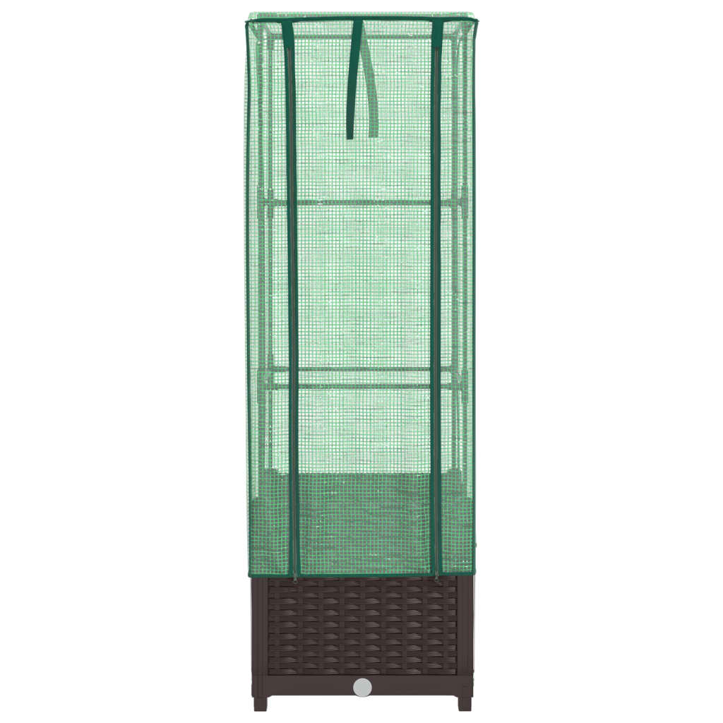 vidaXL Raised Bed with Greenhouse Cover Rattan Look 40x40x139 cm 4