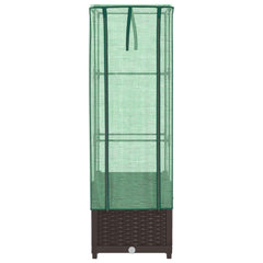 vidaXL Raised Bed with Greenhouse Cover Rattan Look 40x40x139 cm 4