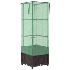 vidaXL Raised Bed with Greenhouse Cover Rattan Look 40x40x139 cm 6