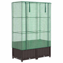 vidaXL Raised Bed with Greenhouse Cover Rattan Look 80x40x138 cm 2