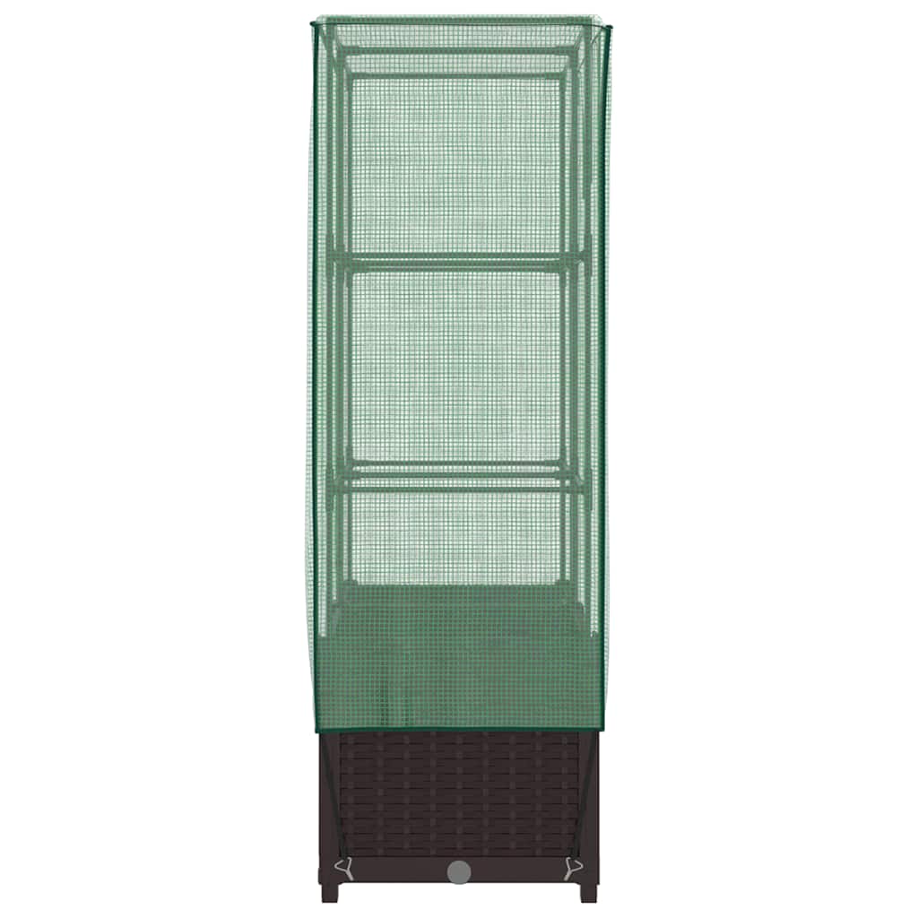 vidaXL Raised Bed with Greenhouse Cover Rattan Look 80x40x138 cm 5
